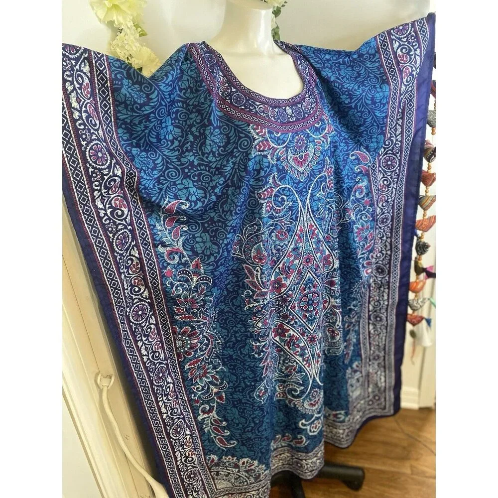 Gypsie Blu Mumu Dress Women‎ One Size Kimono Long Maxi Kaftan Beach Coverup New